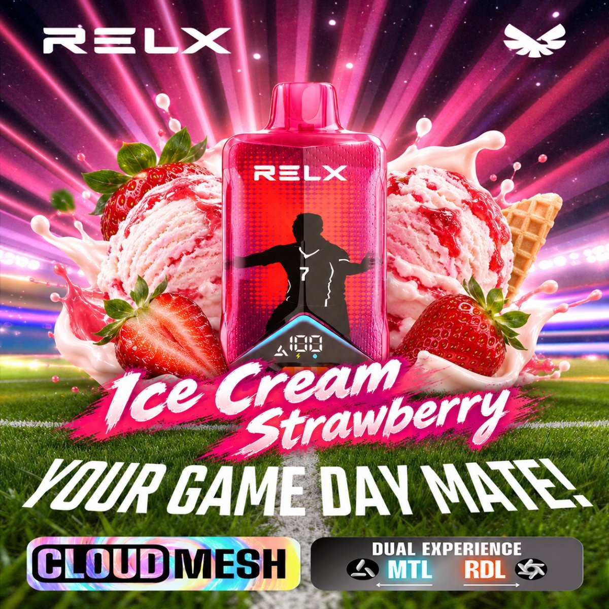 RELX DOUBLE 50000 PUFFS รส ไอศรีมสตอเบอรี่